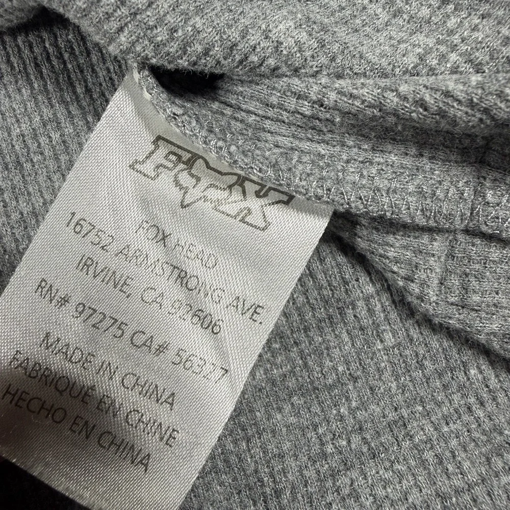 Fox Racing Small Grey and Black Long Sleeve Shirt‎ Casual Thermal Waffle